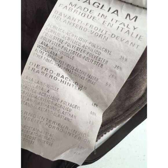 Benetton M Brown Herringbone Dress Wool Blend Flower Y2K Slip Jumper Made Italy - Picture 5 of 12